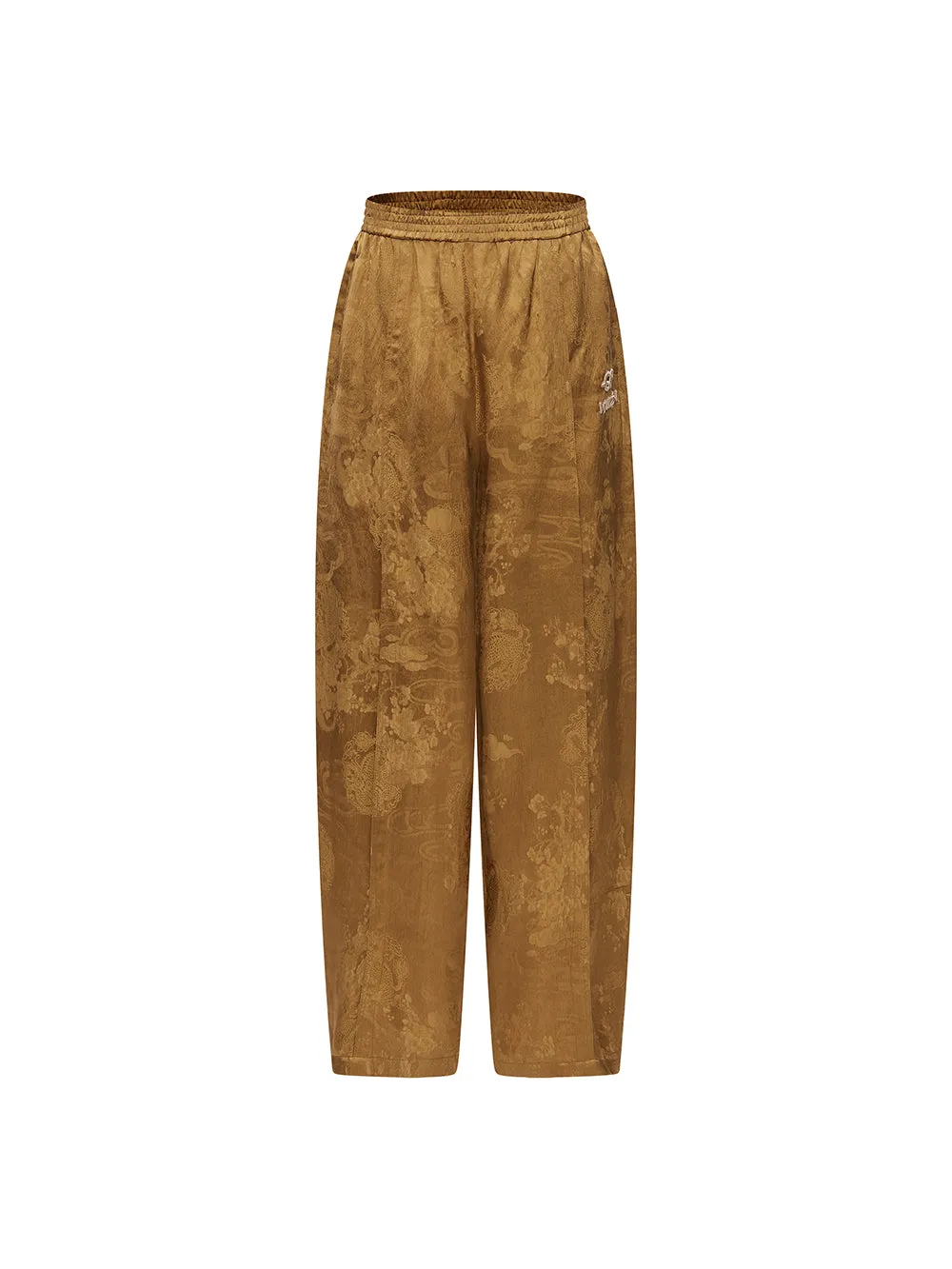 MUKZIN Lilong "thunderclap"Embossed Jacquard Draped Harem Pants