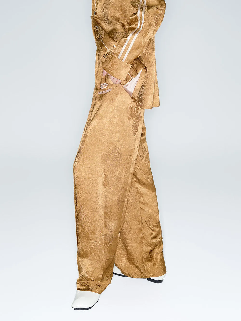 MUKZIN Lilong "thunderclap"Embossed Jacquard Draped Harem Pants