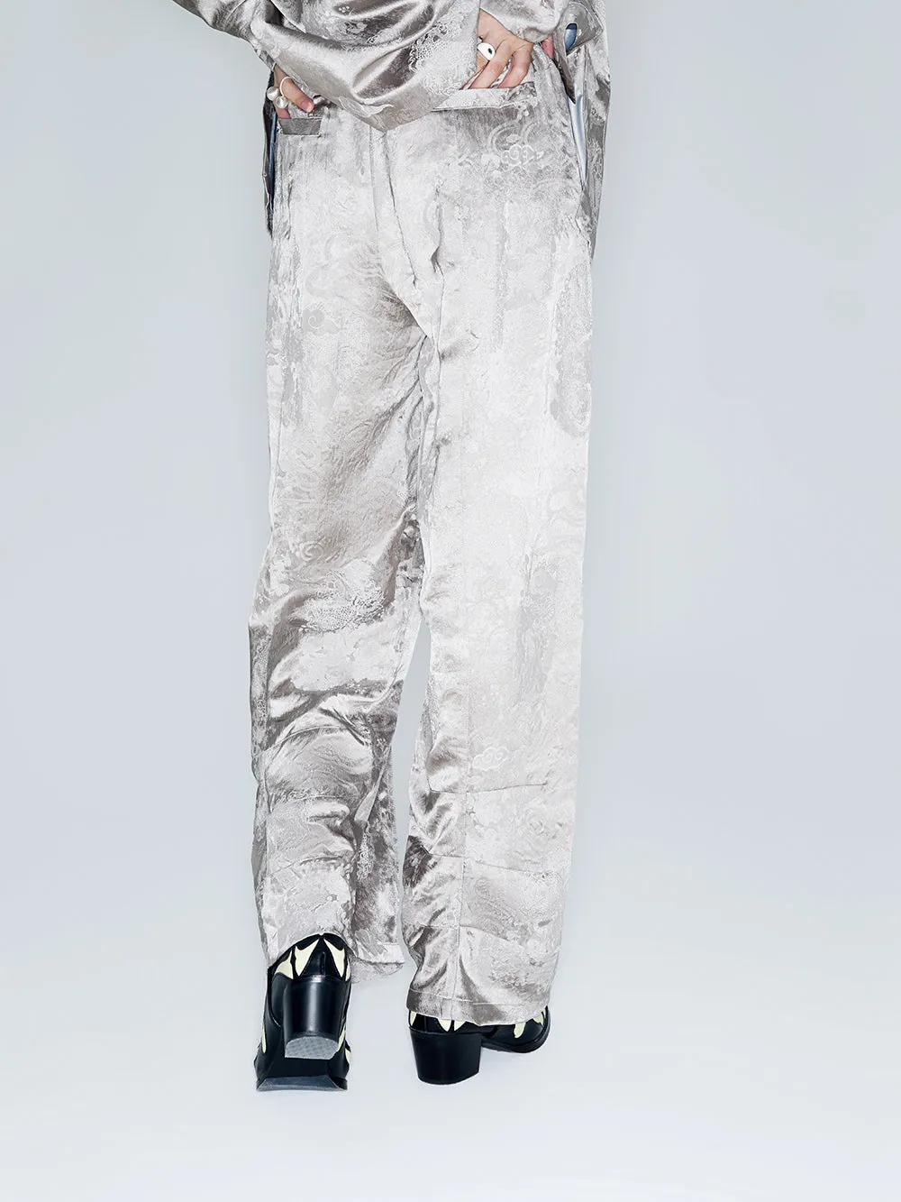 MUKZIN Lilong "thunderclap"Embossed Jacquard Draped Harem Pants