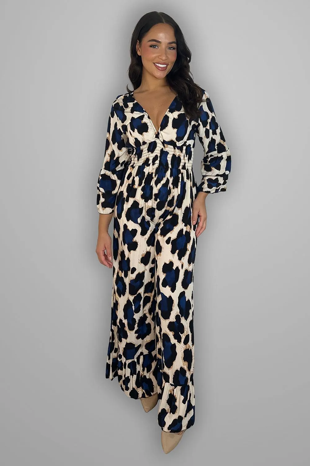 Multicolur Leopard Print Slinky Jumpsuit