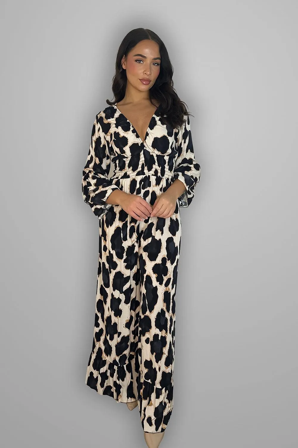 Multicolur Leopard Print Slinky Jumpsuit