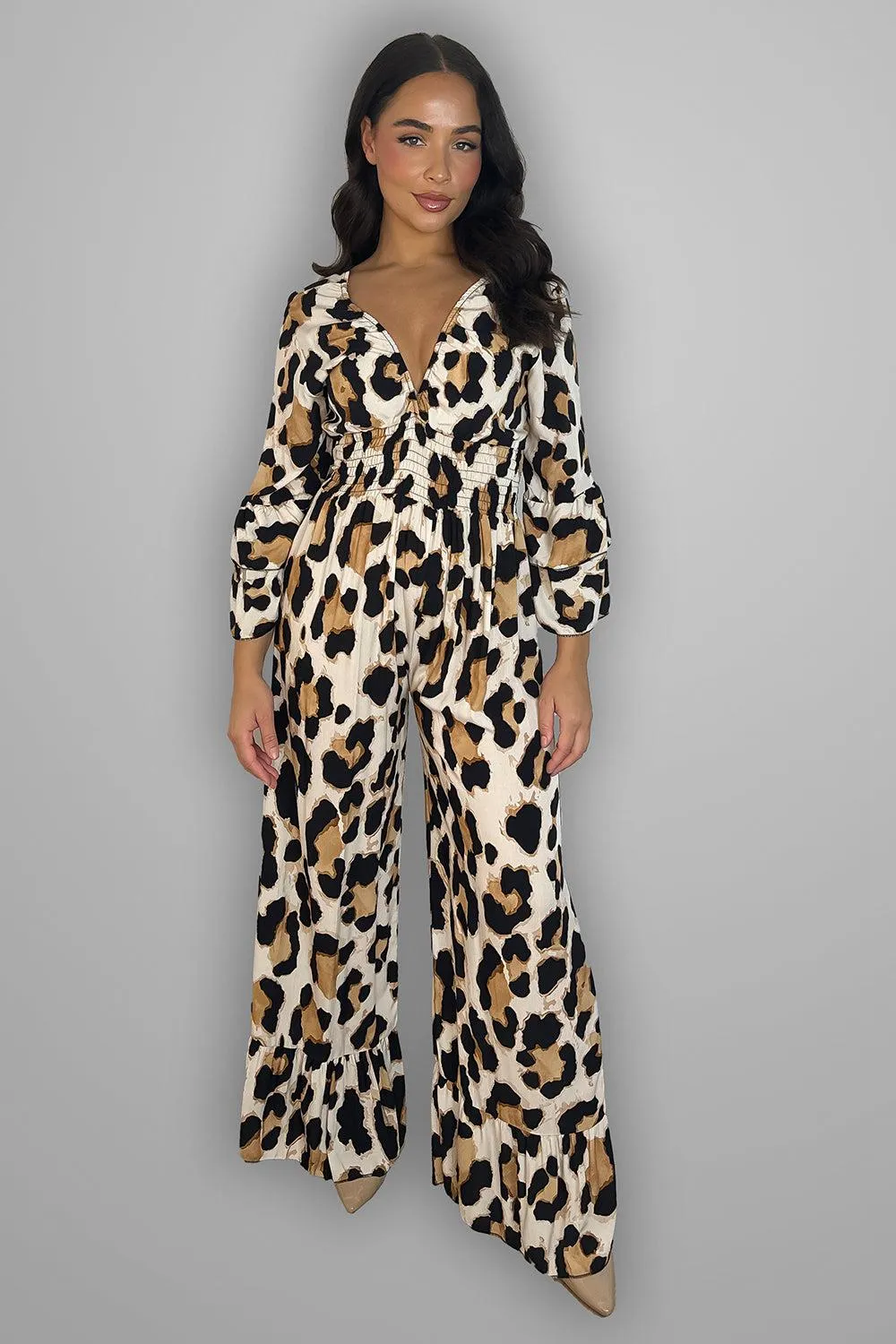 Multicolur Leopard Print Slinky Jumpsuit