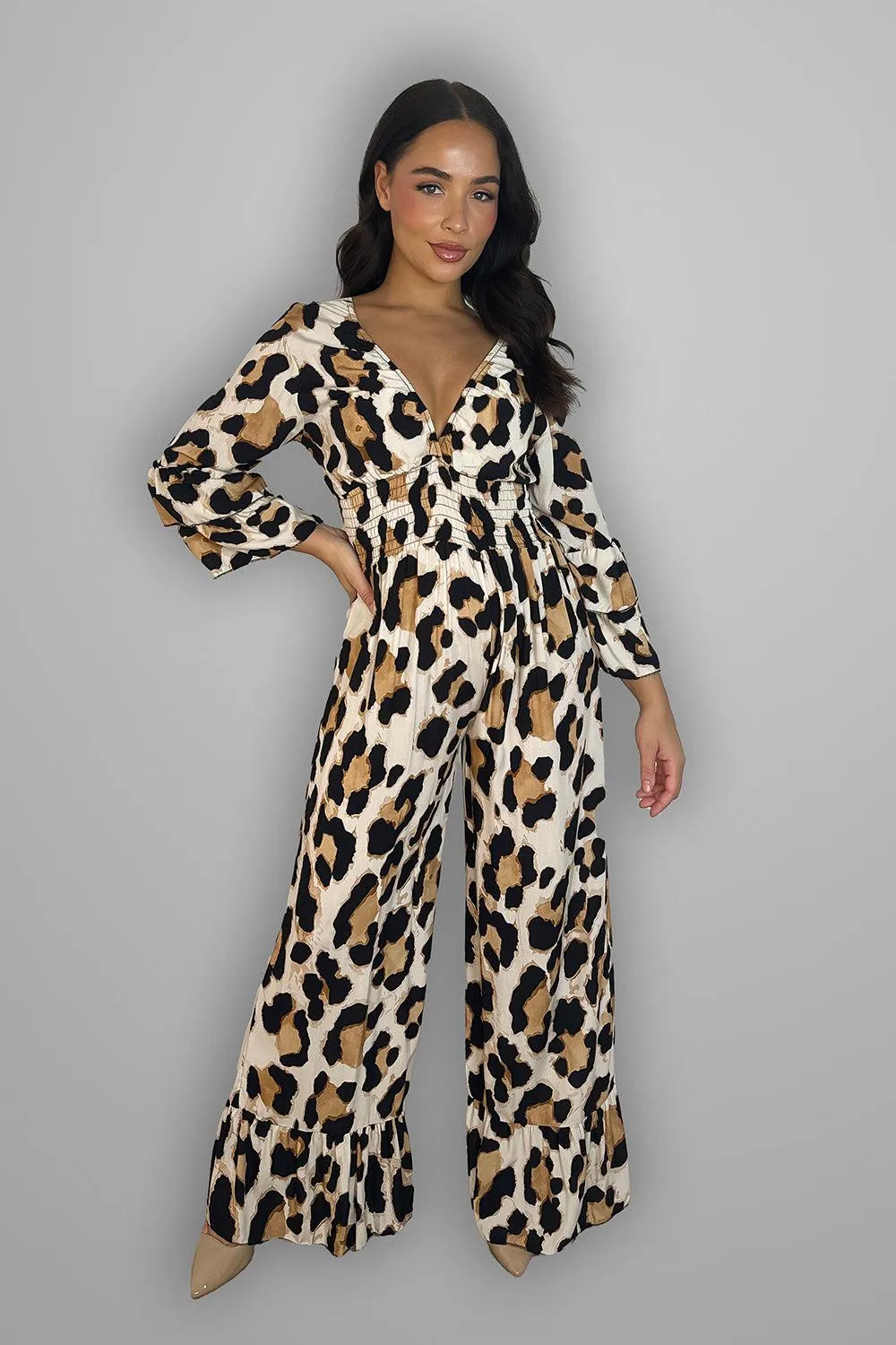 Multicolur Leopard Print Slinky Jumpsuit