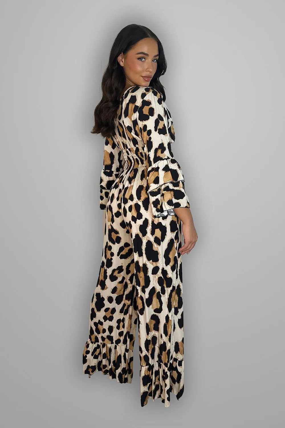 Multicolur Leopard Print Slinky Jumpsuit