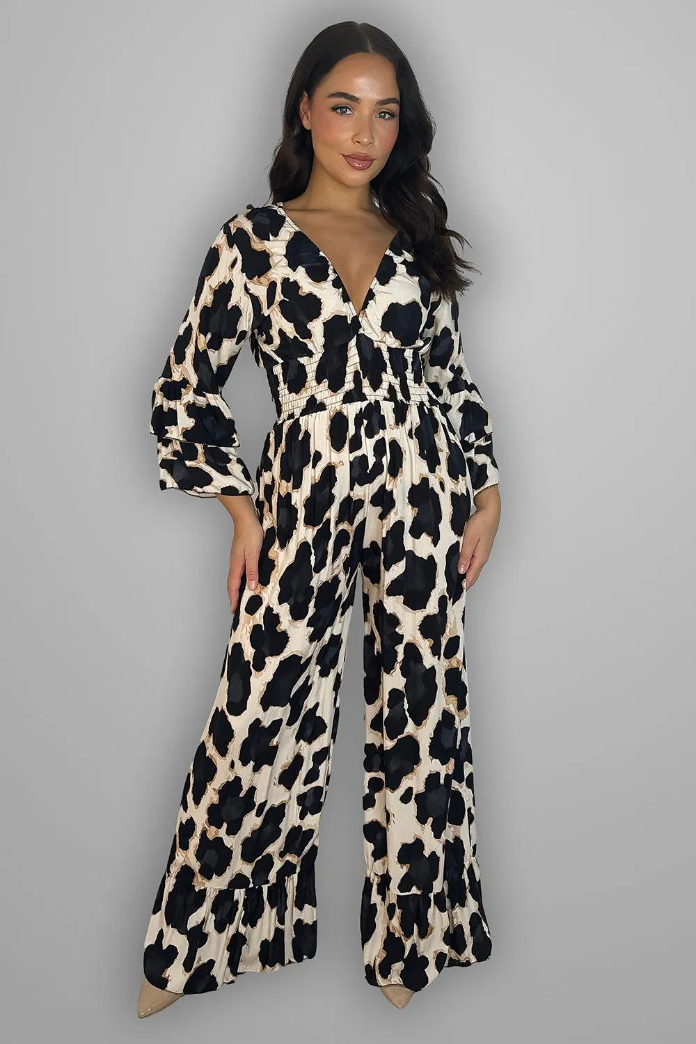 Multicolur Leopard Print Slinky Jumpsuit