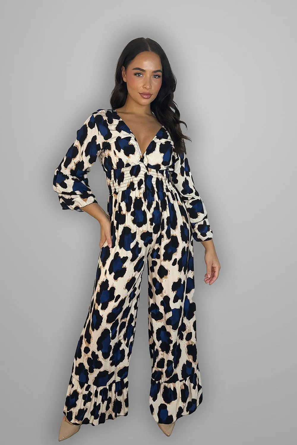 Multicolur Leopard Print Slinky Jumpsuit