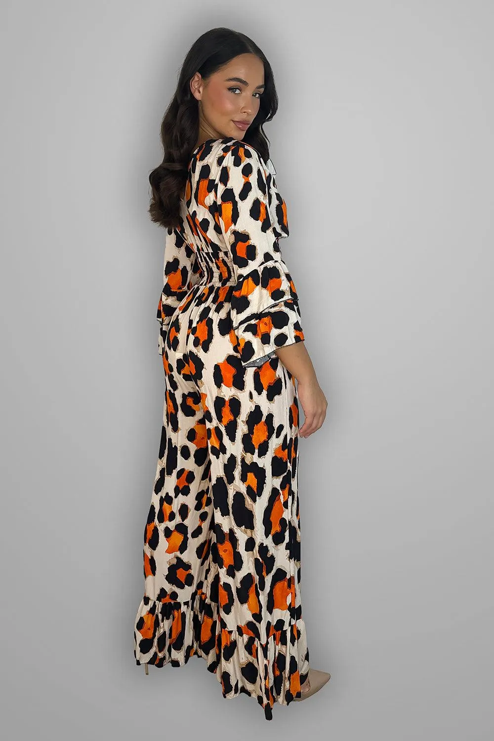 Multicolur Leopard Print Slinky Jumpsuit