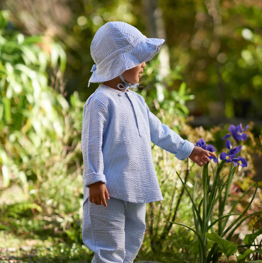 Nature Baby Sailor Pants -Seersucker Blue Stripe