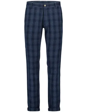 Navy Seersucker Check Drawstring Pants