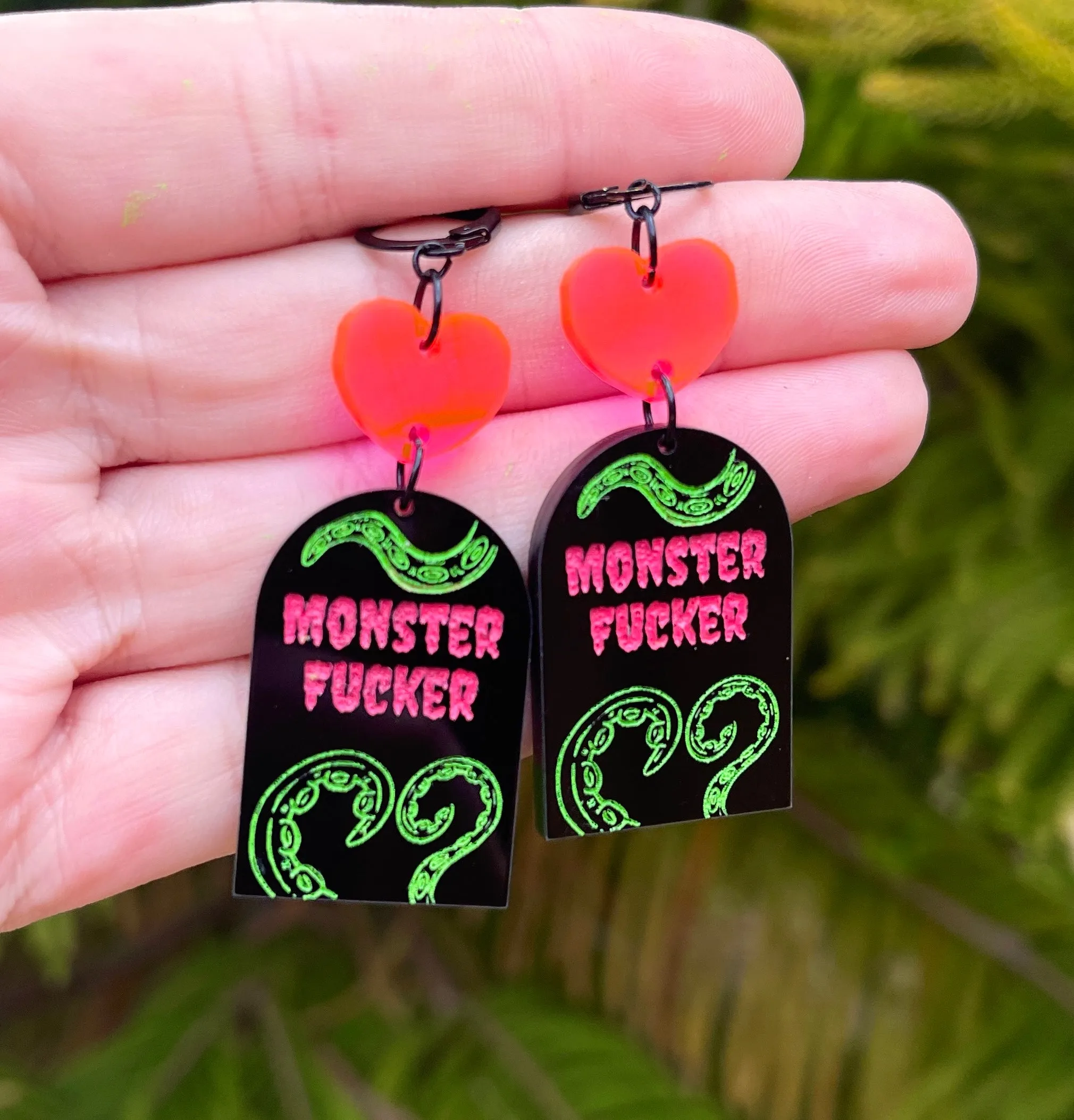 Neon Monster Fucker Tentacle Earrings