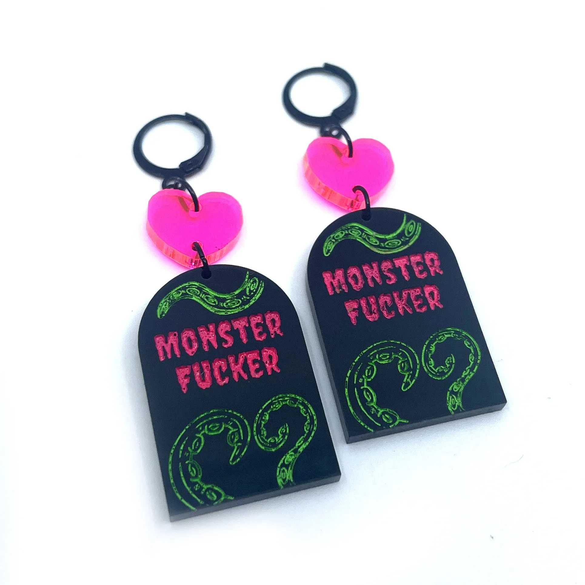 Neon Monster Fucker Tentacle Earrings