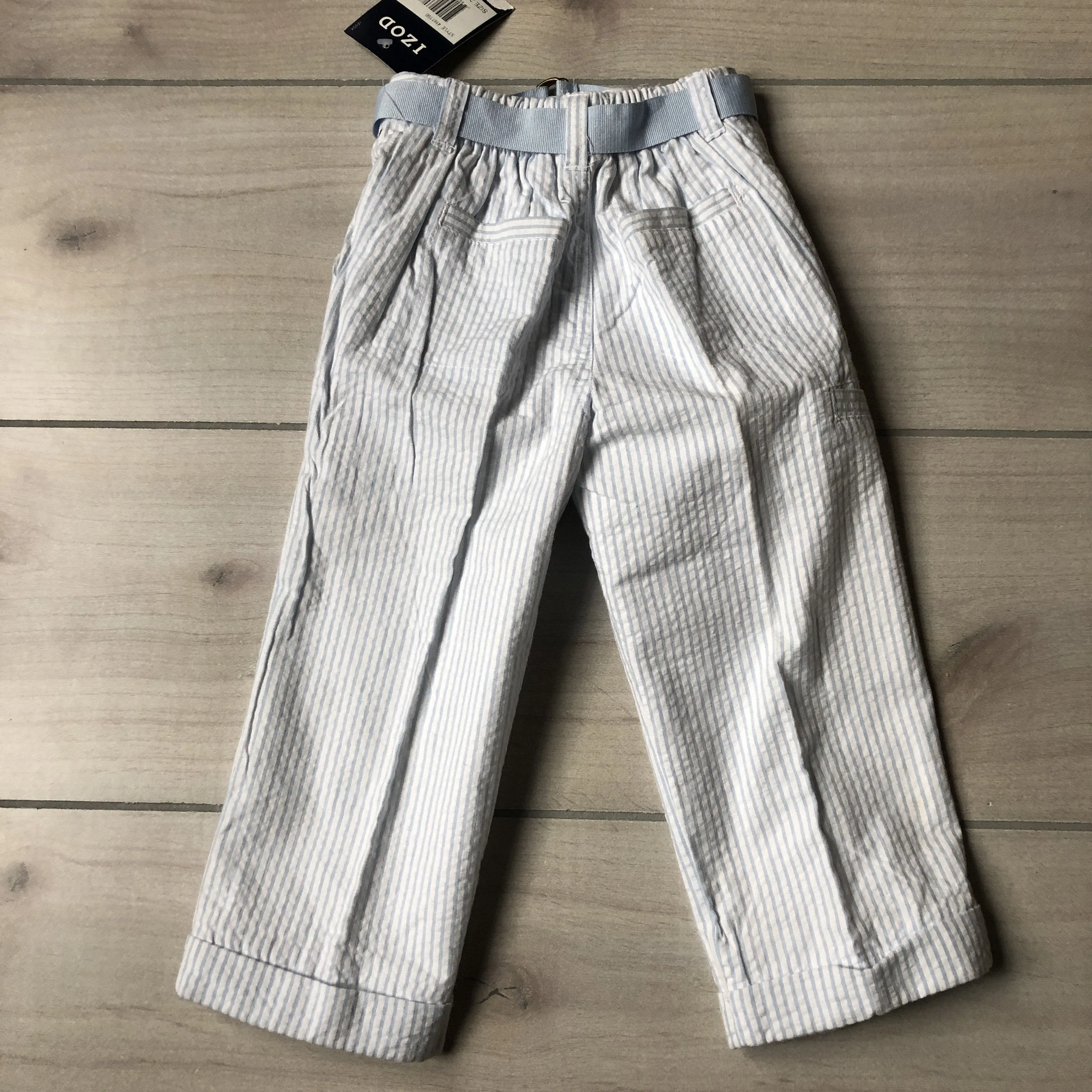 NEW Izod Blue Seersucker Belted Pants