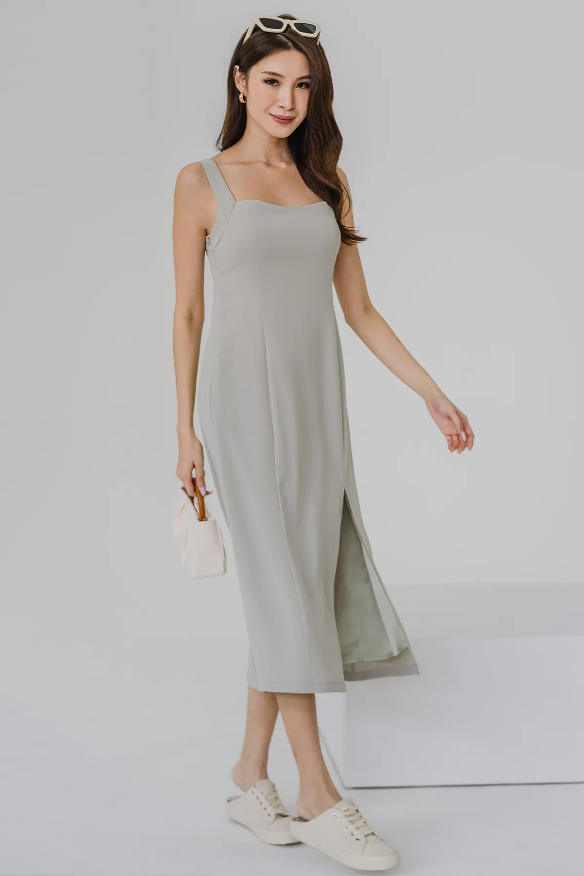 Nothing Finer Slit Dress (Sage)