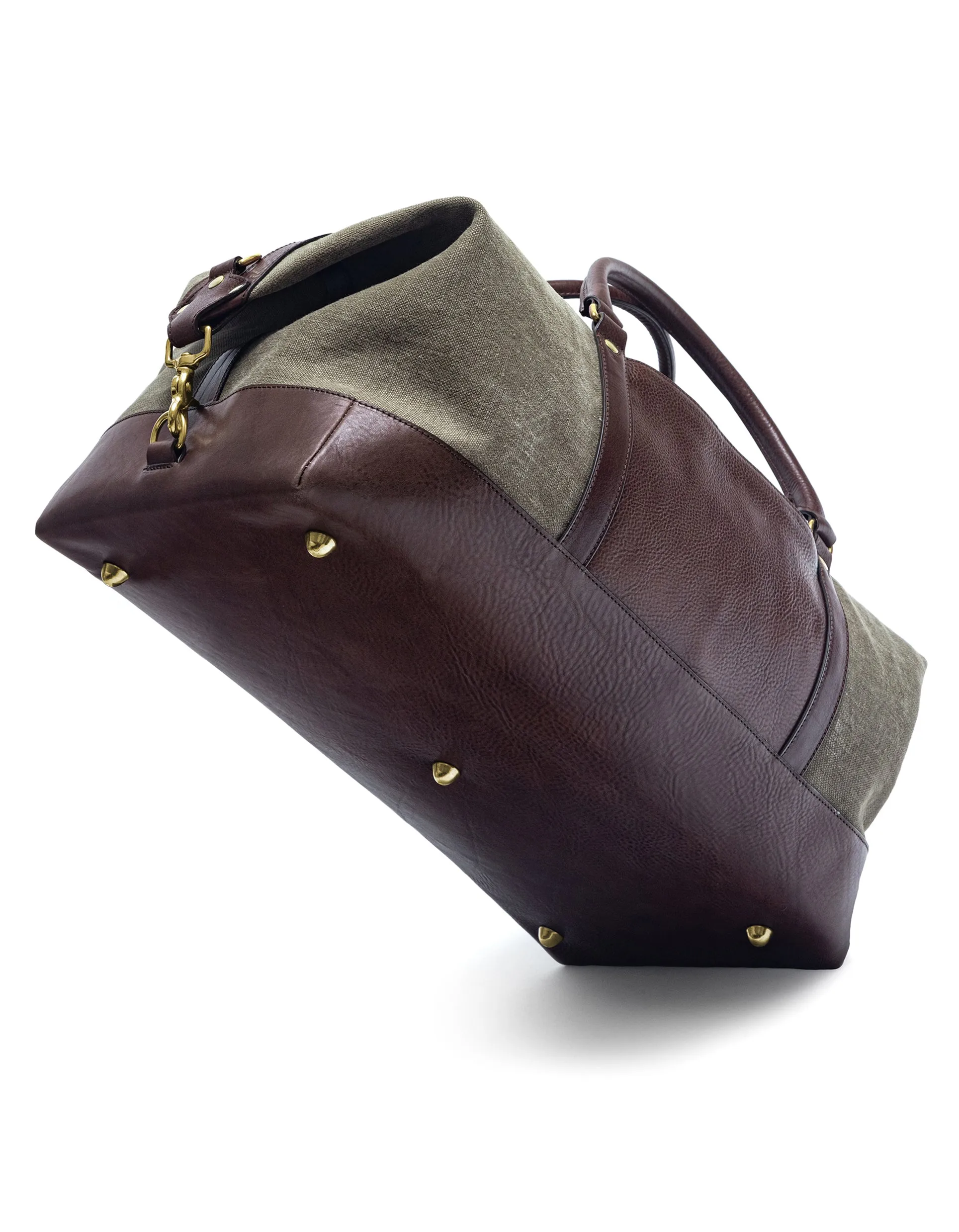 Olive & Brown Leather Duffle Bag