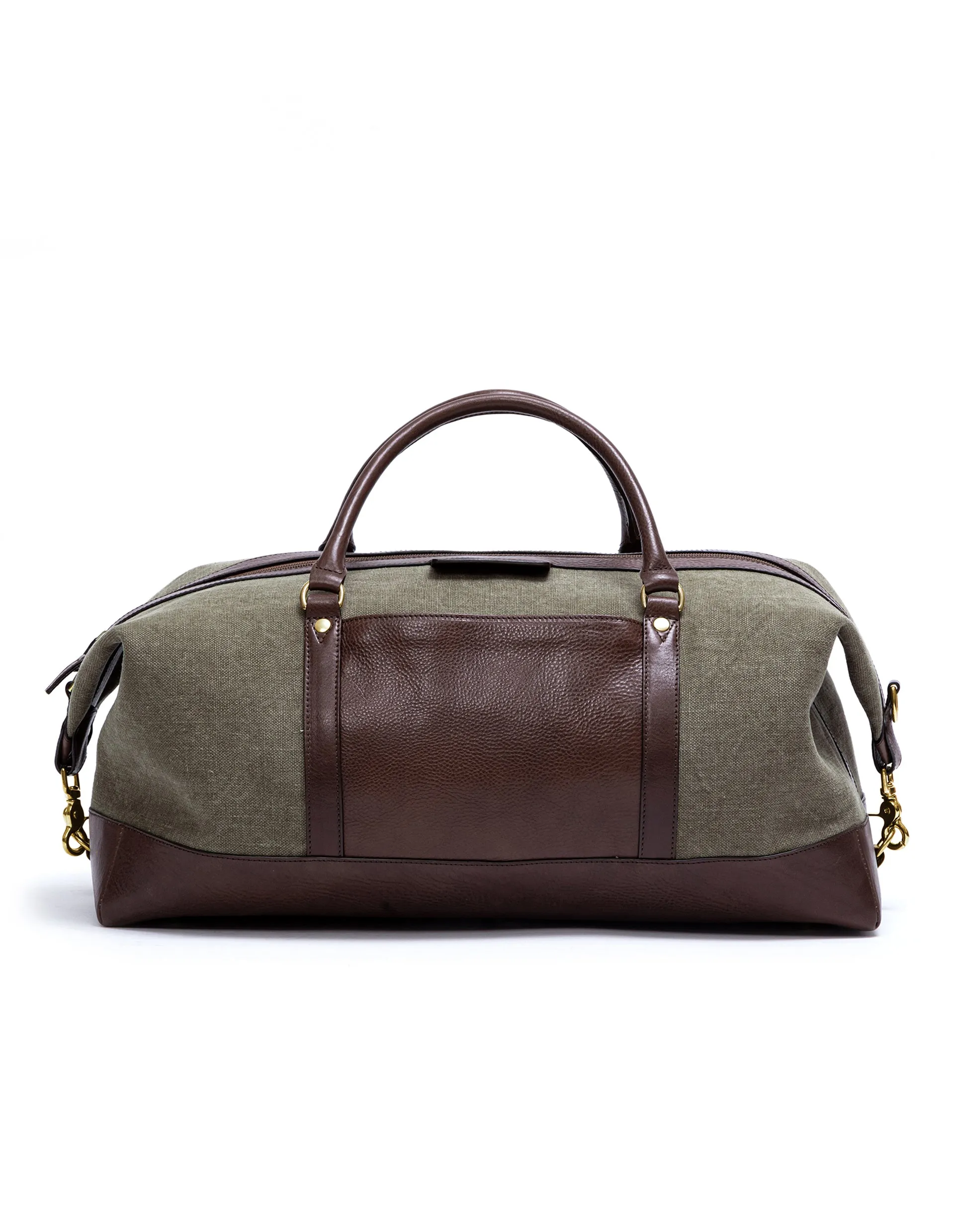 Olive & Brown Leather Duffle Bag