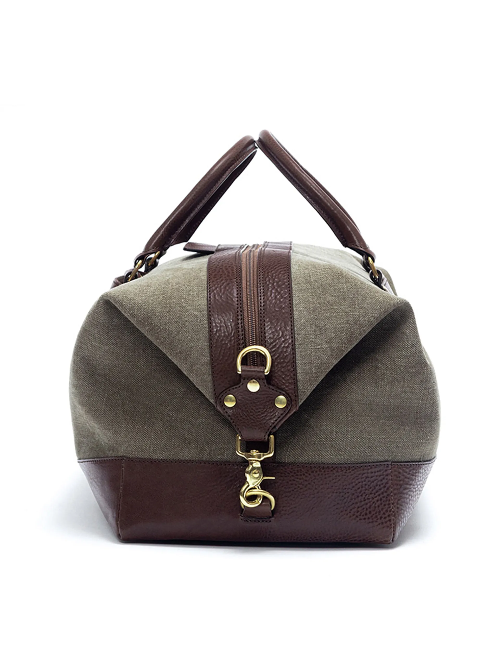 Olive & Brown Leather Duffle Bag