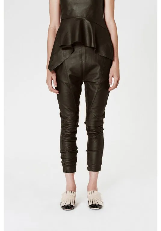 ONCE WAS GAUNTLET RELAXED LEATHER PANT IN GROVE