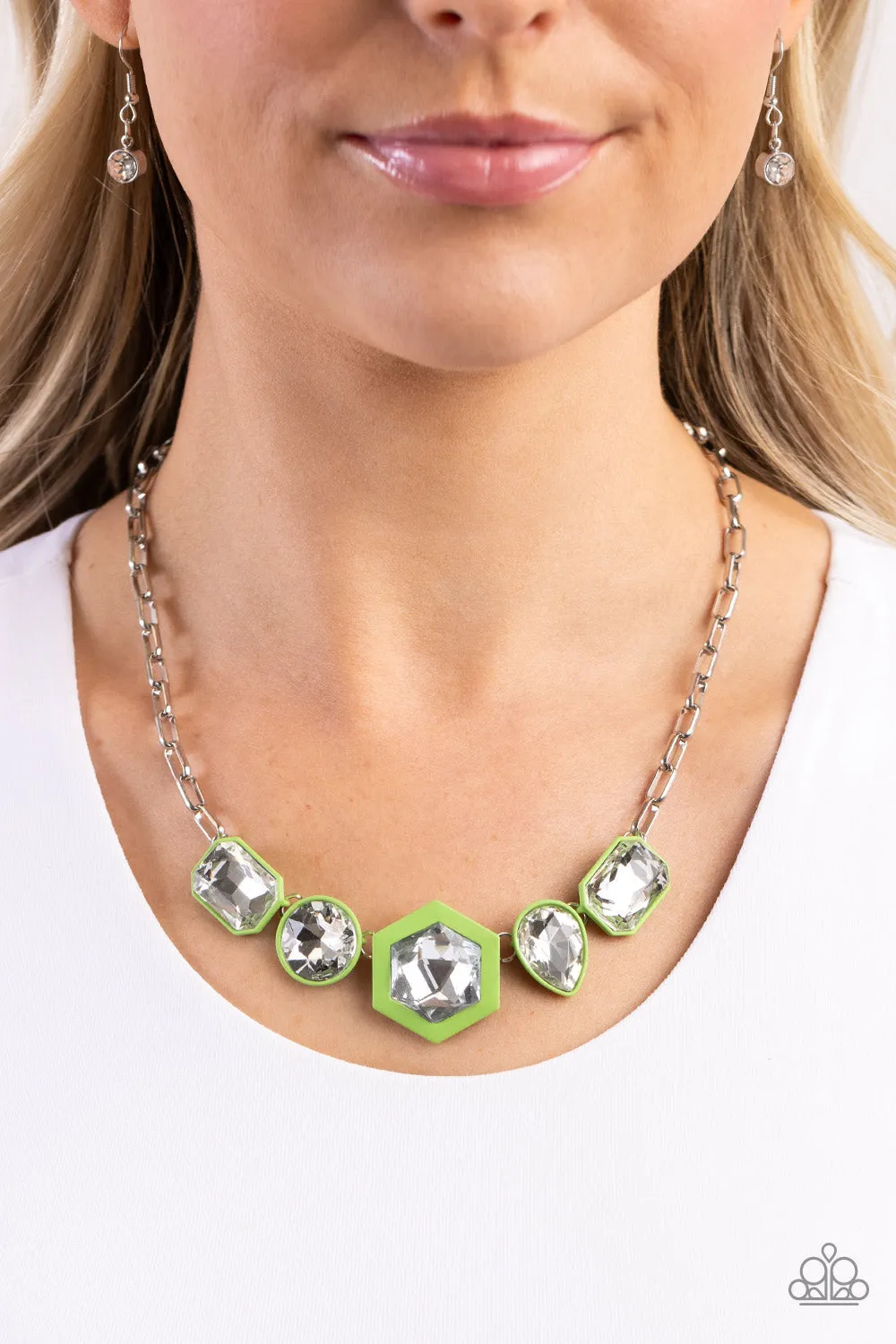 Paparazzi Evolving Elegance Necklace Green, Developing Dignity Earrings Green & Transforming Taste Bracelet Green