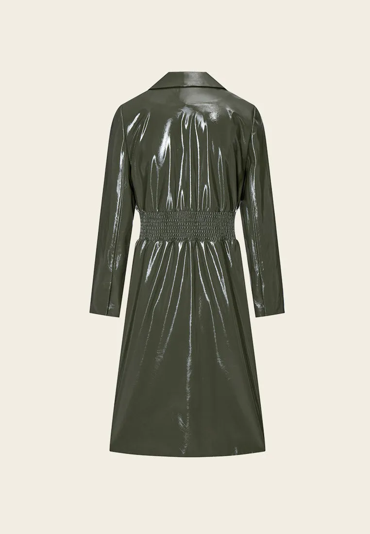 Patent Vegan Leather Lapel Coat