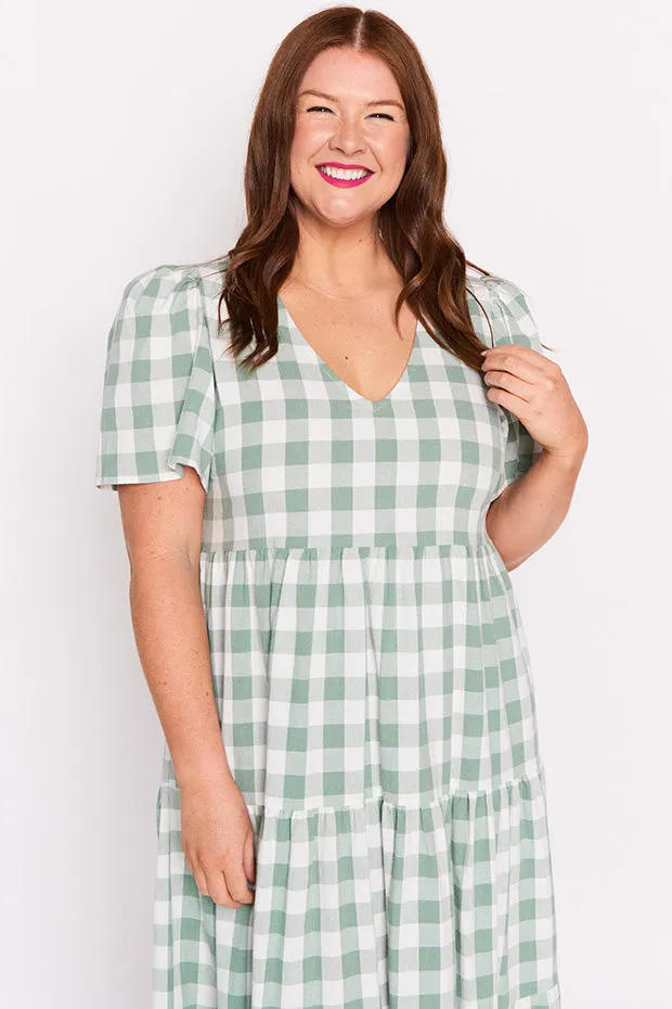 Percy Sage Gingham Dress