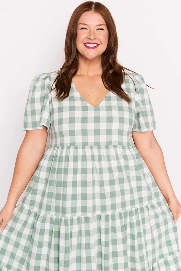 Percy Sage Gingham Dress