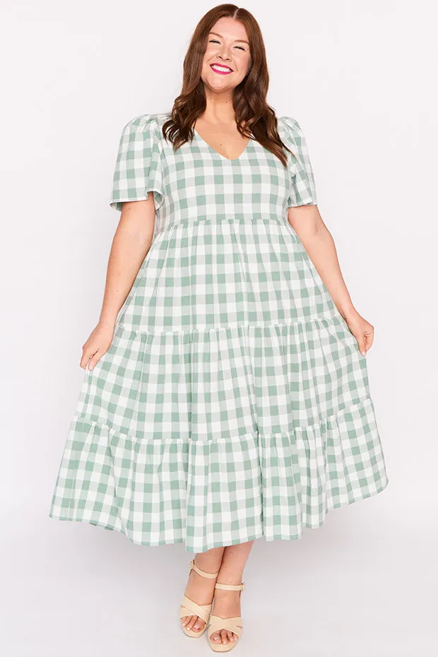 Percy Sage Gingham Dress