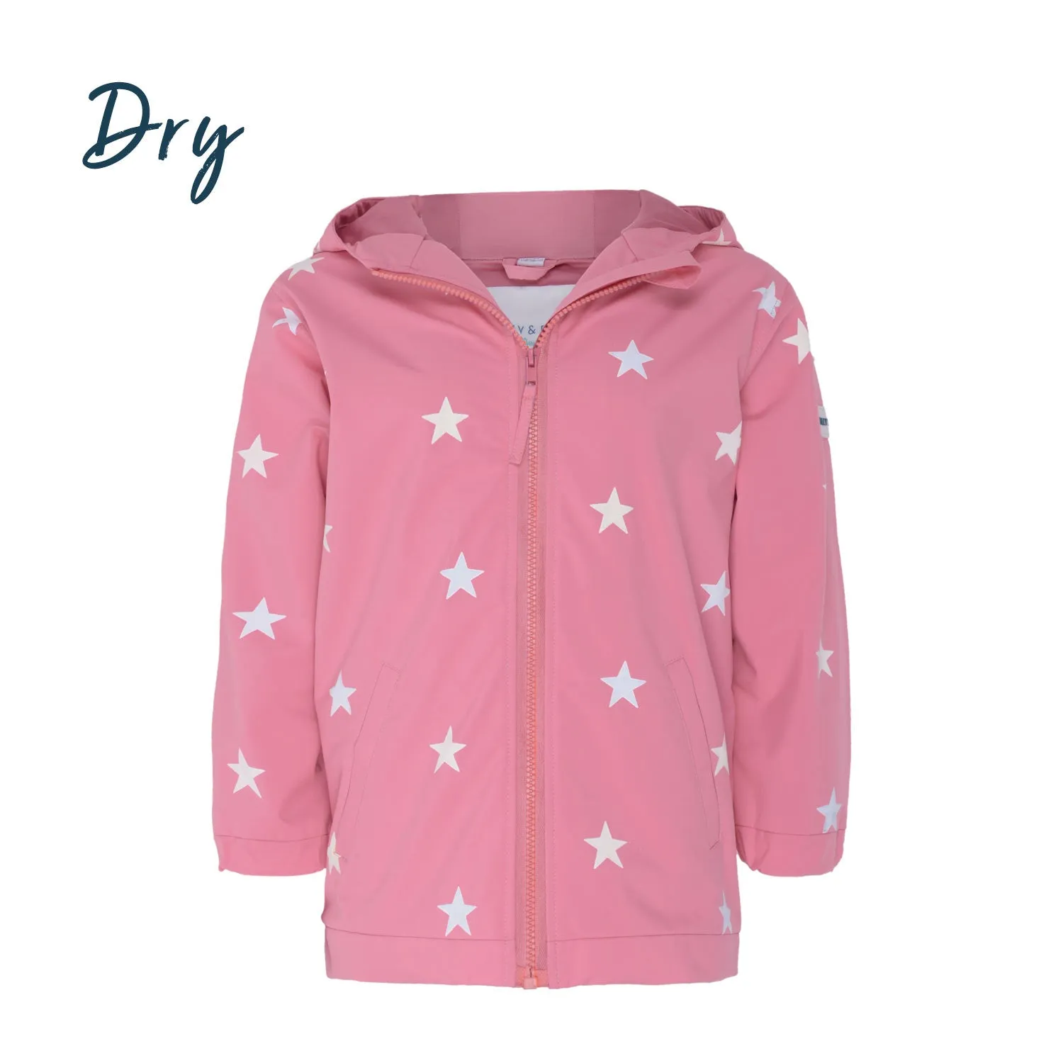 Pink Star Color Changing Kids Raincoat