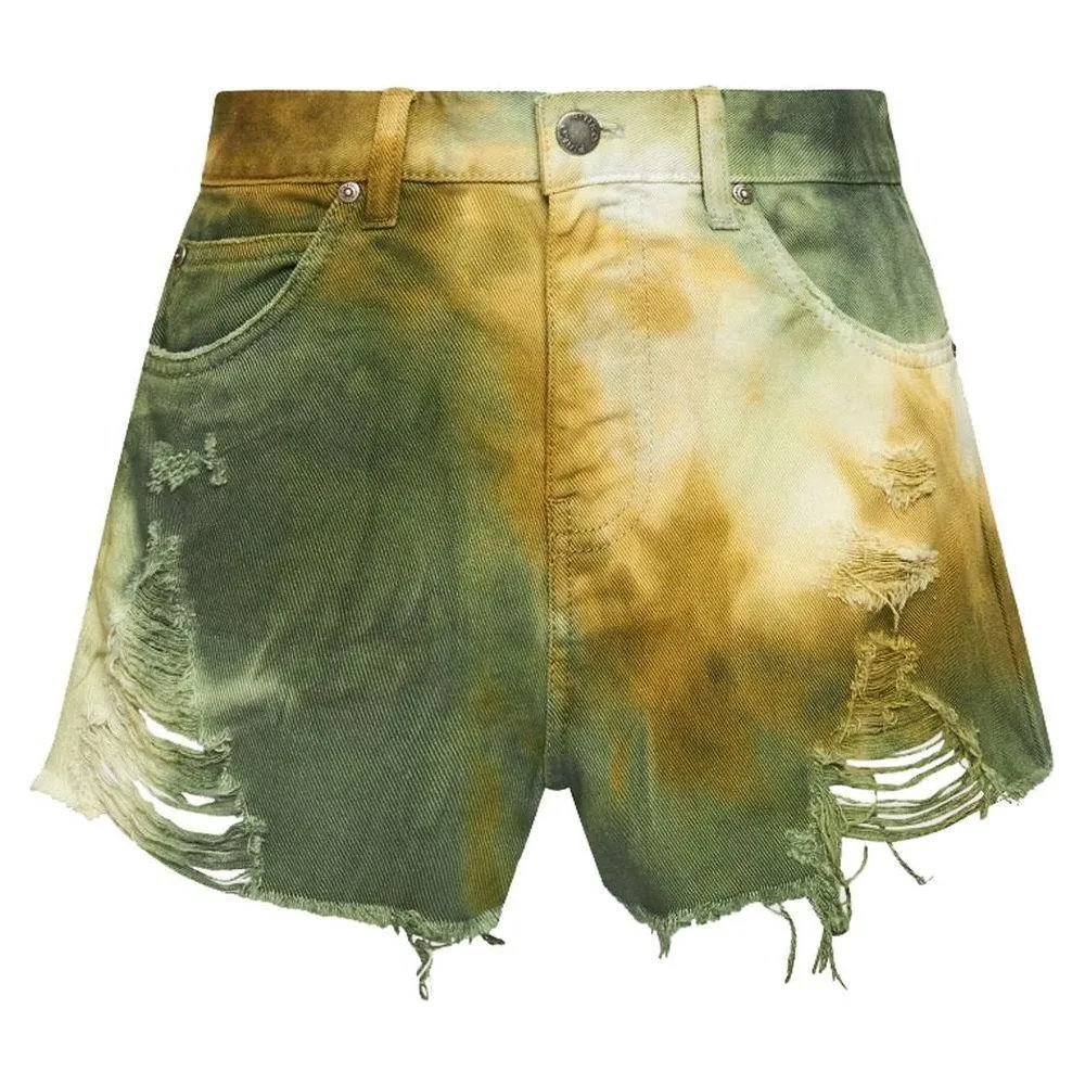 PINKO Military Green Cotton Women Shorts