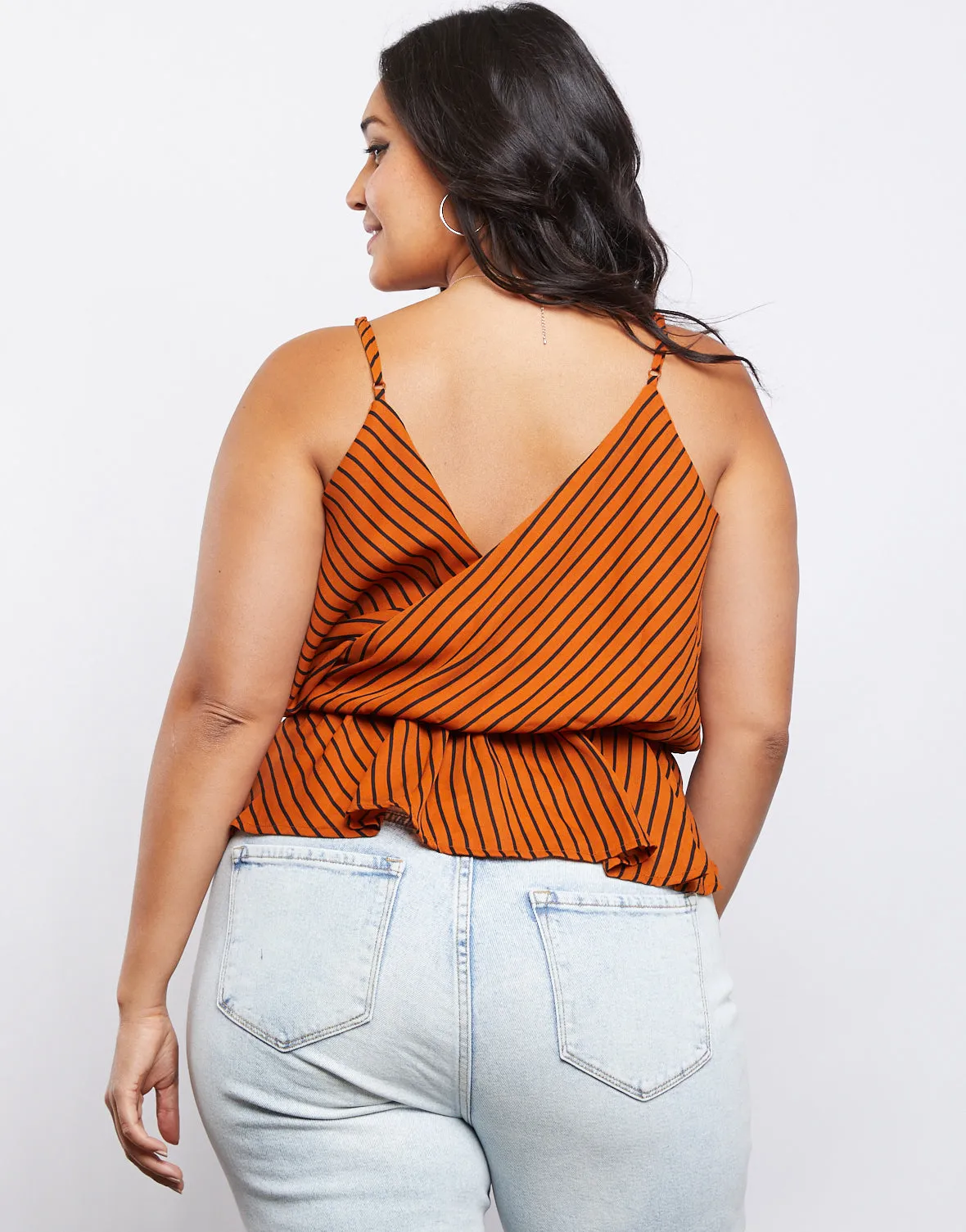 Plus Size Surplice Peplum Top