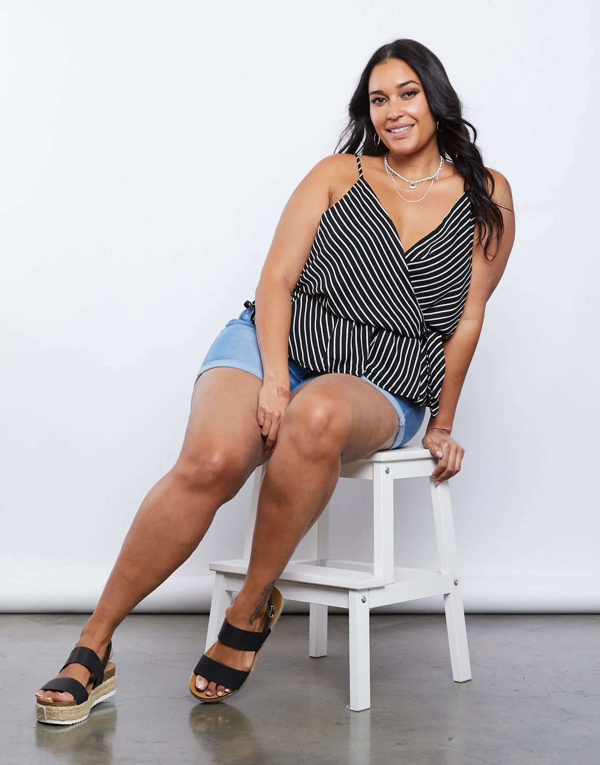 Plus Size Surplice Peplum Top