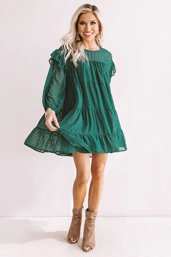 Pumpkin Spice Splendor Shift Dress In Hunter Green