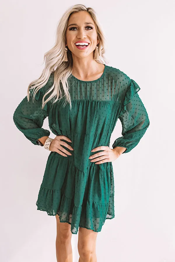 Pumpkin Spice Splendor Shift Dress In Hunter Green