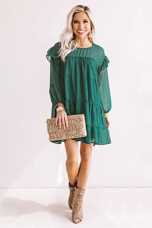 Pumpkin Spice Splendor Shift Dress In Hunter Green