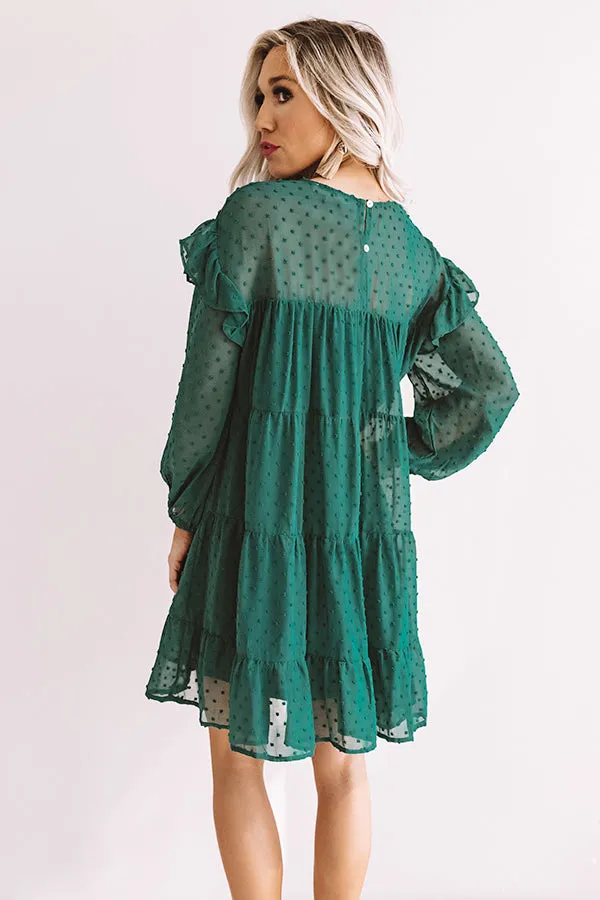 Pumpkin Spice Splendor Shift Dress In Hunter Green