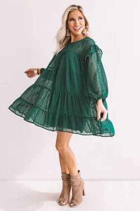 Pumpkin Spice Splendor Shift Dress In Hunter Green