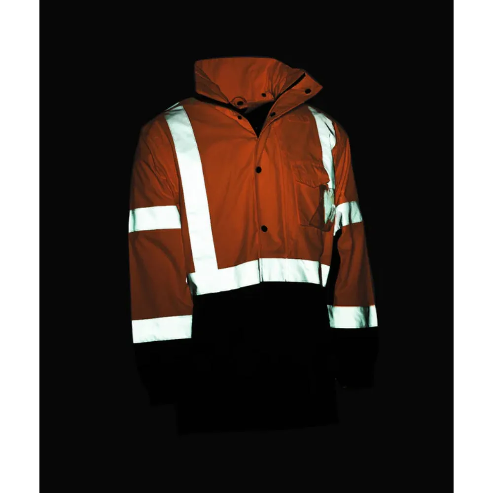 Reflective Apparel® Hi-Vis Breathable Waterproof 2-Tone Hooded Parka Rain Jacket - ANSI Class 3 - 431ST