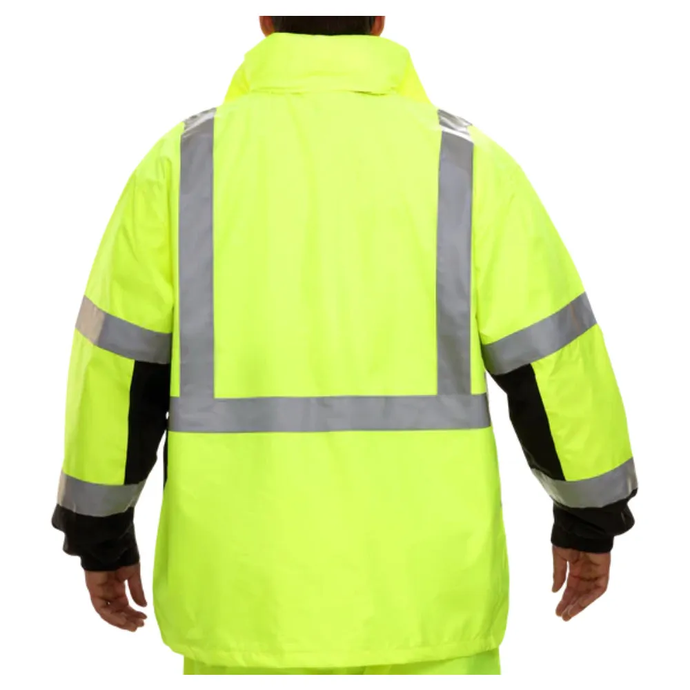 Reflective Apparel® Hi-Vis Breathable Waterproof 2-Tone Hooded Parka Rain Jacket - ANSI Class 3 - 431ST