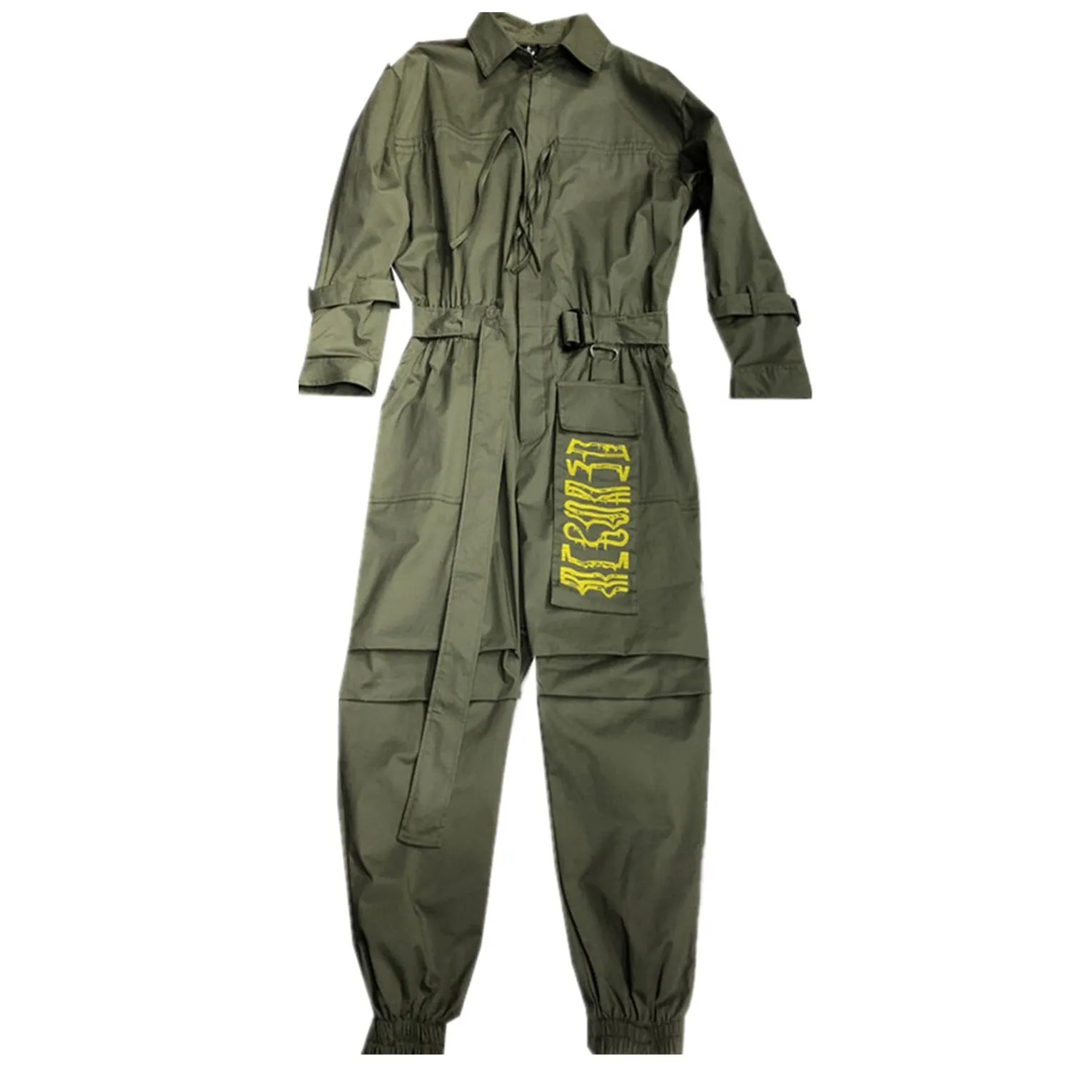 Ribbon Embroidered Cargo Jumpsuit