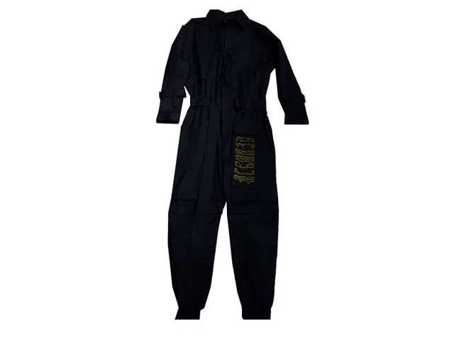 Ribbon Embroidered Cargo Jumpsuit