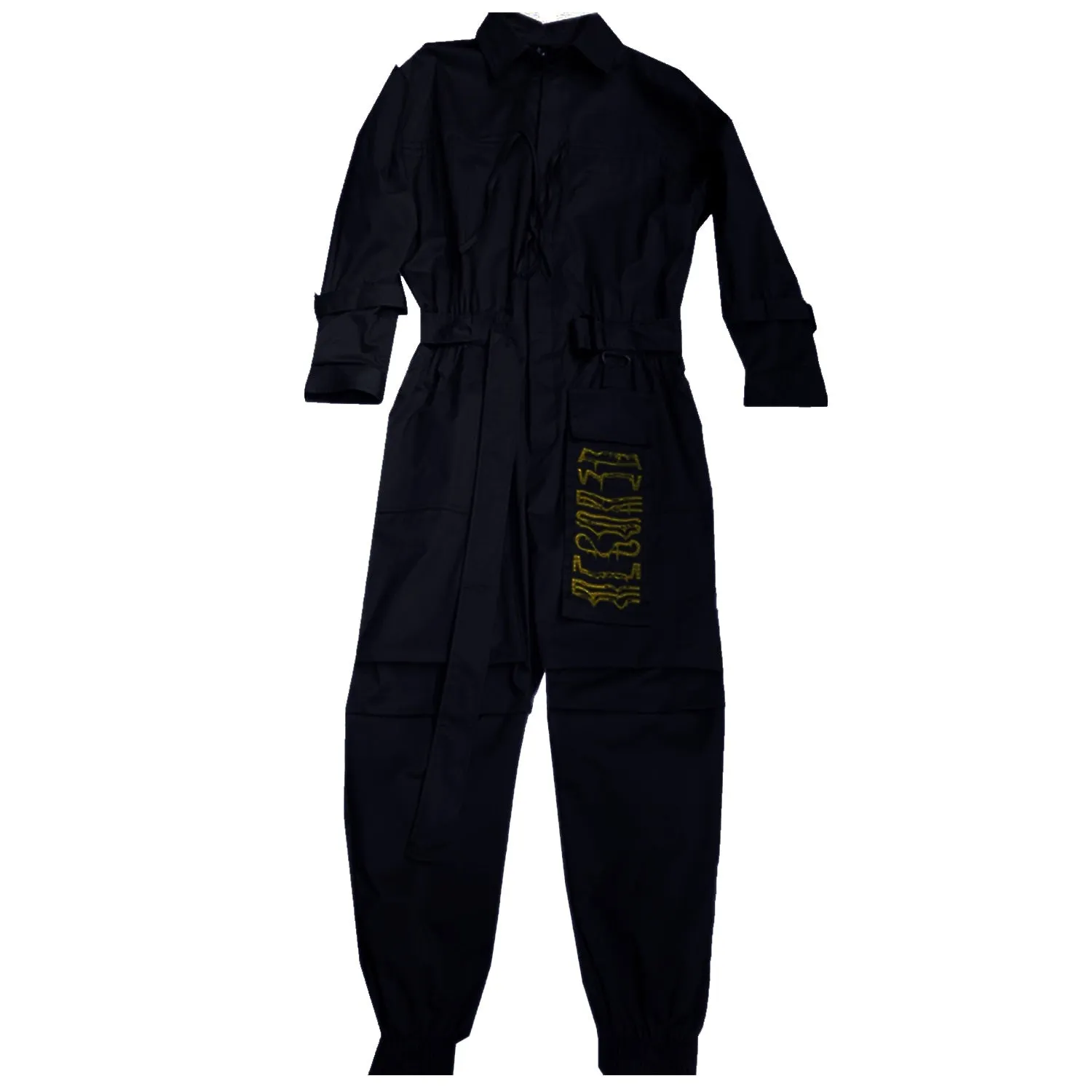 Ribbon Embroidered Cargo Jumpsuit