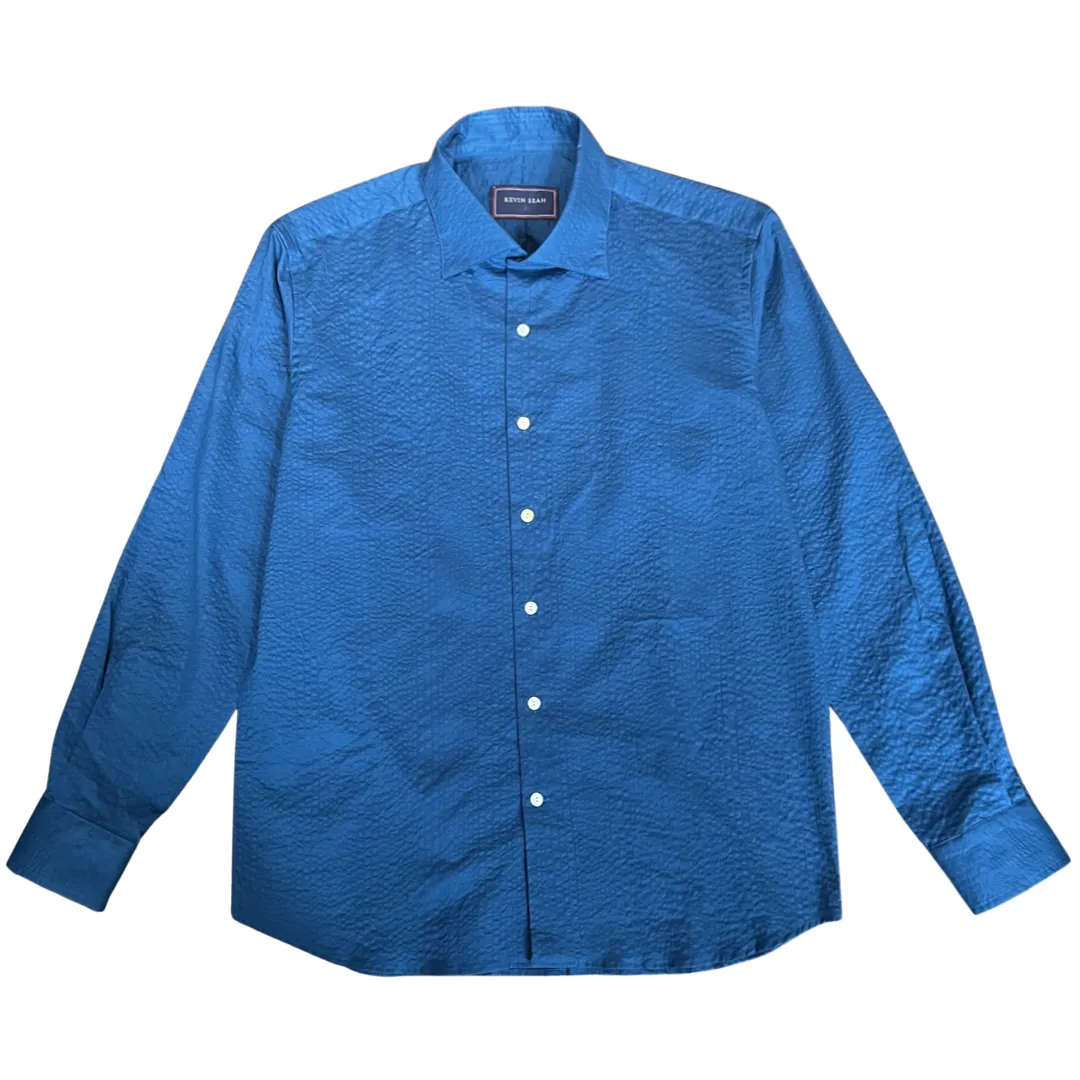 Ripley Seersucker Long Sleeve Shirt - Sapphire Blue