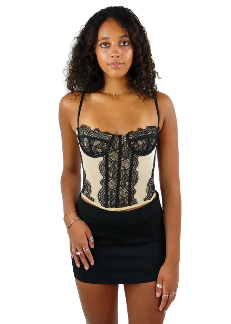 Rock N Rags - "Confessions" Corset Top - Nude - Corset Lace Detail