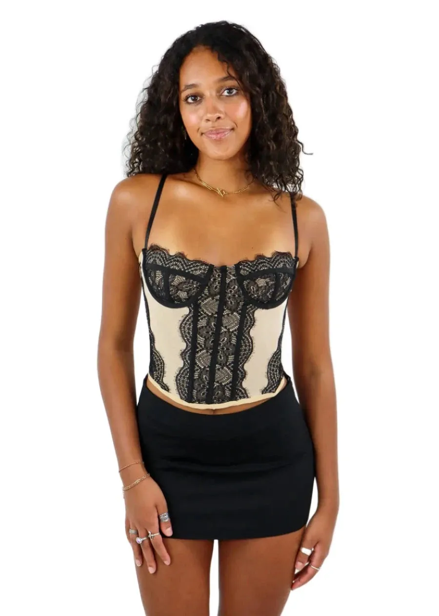 Rock N Rags - "Confessions" Corset Top - Nude - Corset Lace Detail