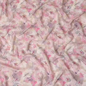 Romantic Blush Floral Viscose Crepe Fabric - Soft Printed Texture, Crafted in India, 110cm Wide-D18718