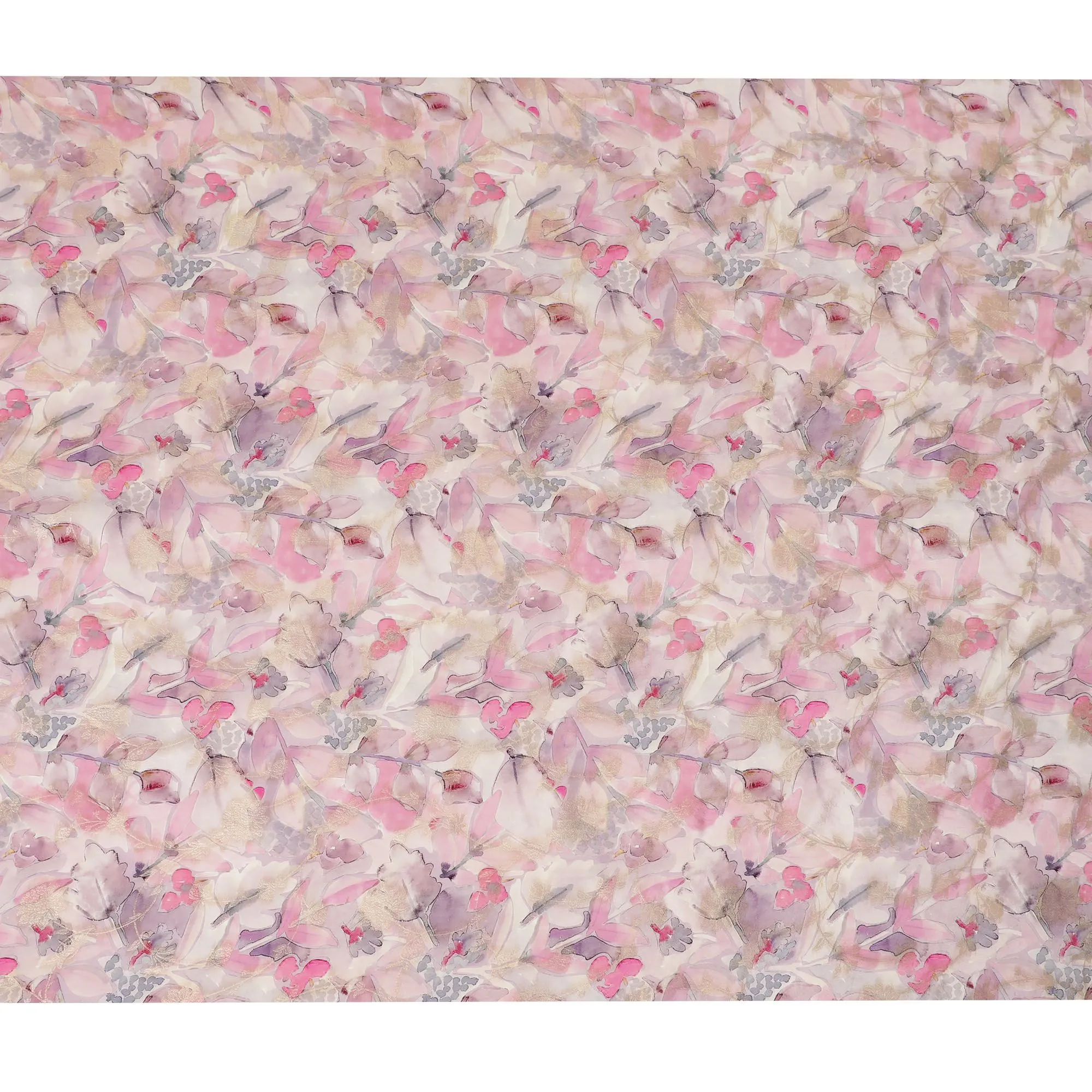 Romantic Blush Floral Viscose Crepe Fabric - Soft Printed Texture, Crafted in India, 110cm Wide-D18718