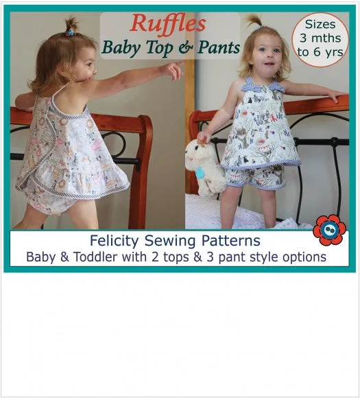 Ruffles Baby Top & Pants PDF sewing pattern babies & toddlers sizes 3 months to 6 years