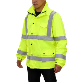 Safety Jacket Hi Vis Parka Breathable Waterproof Hooded Lime