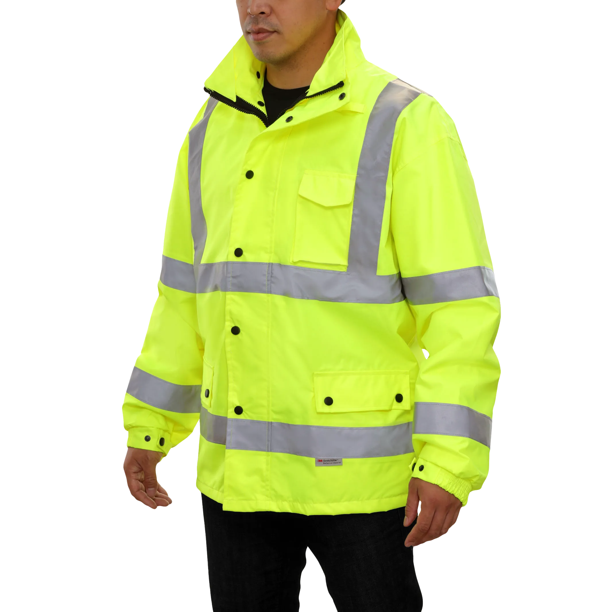 Safety Jacket Hi Vis Parka Breathable Waterproof Hooded Lime