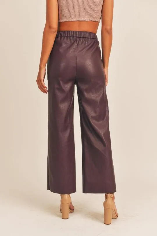 Sage The Label Paige Vegan Leather Pants - Burgundy