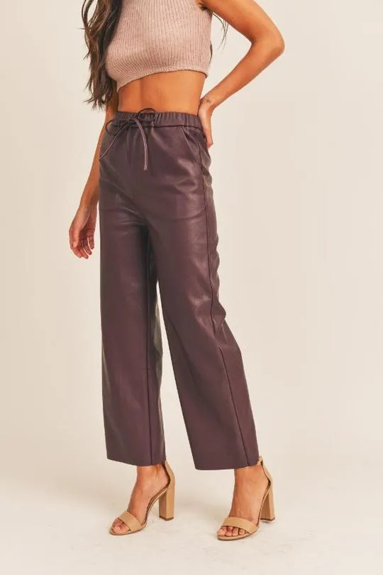 Sage The Label Paige Vegan Leather Pants - Burgundy